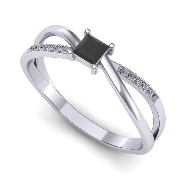 Inel din aur alb cu diamant negru