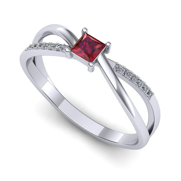 Inel de logodna din aur alb cu rubin