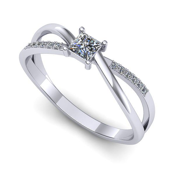 Inel de logodna din aur alb cu safir alb