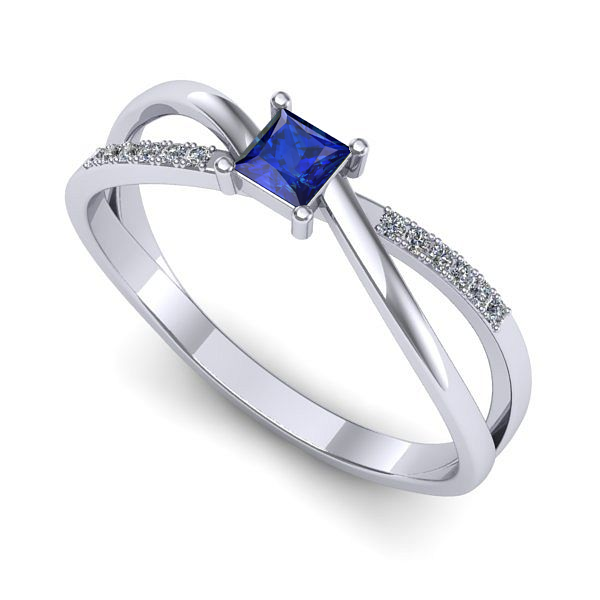 Inel de logodna din aur alb cu safir