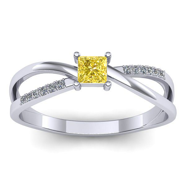 Inel cu safir galben patrat