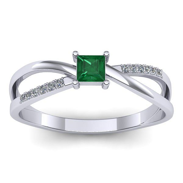 Inel de logodna cu smarald patrat