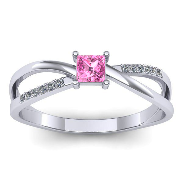 Inel cu safir roz patrat