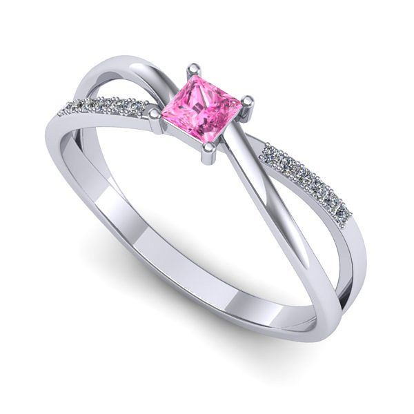 Inel din aur alb cu safir roz