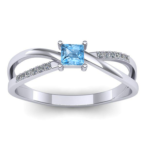 Inel de logodna cu topaz blue patrat