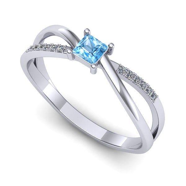 Inel din aur alb cu topaz blue