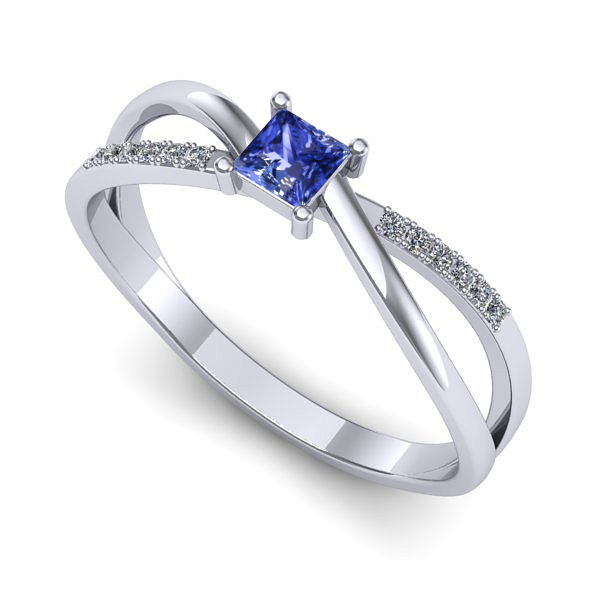 Inel logodna din aur alb cu tanzanit