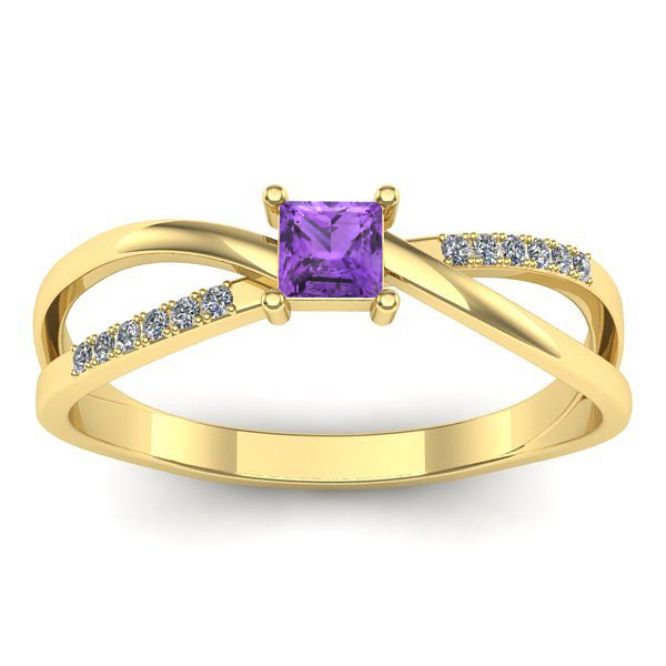 Inel de logodna cu ametist patrat