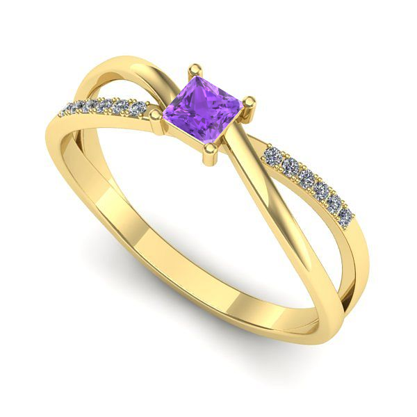 Inel din aur galben cu ametist