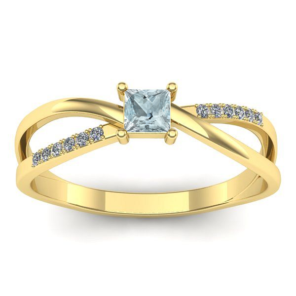 Inel de logodna cu aquamarin patrat