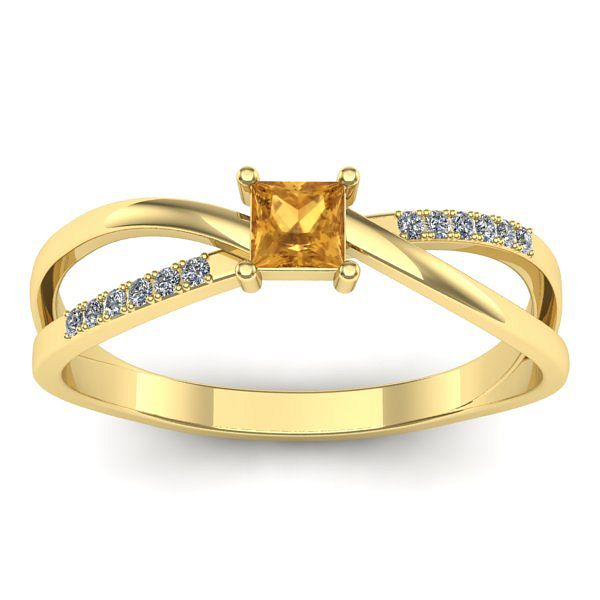 Inel logodna cu citrin patrat