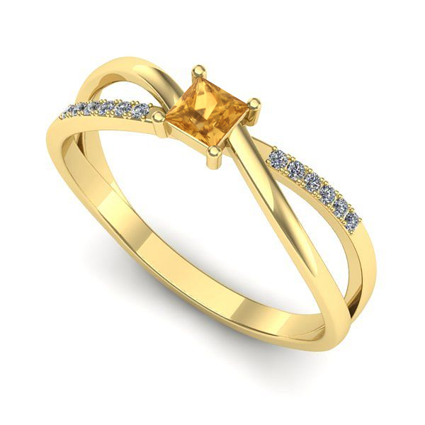 Inel logodna din aur galben cu citrin