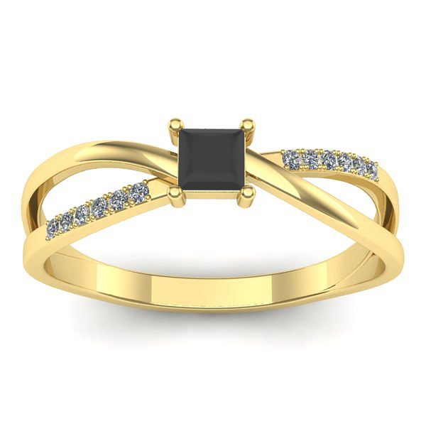 Inel logodna cu diamant negru patrat