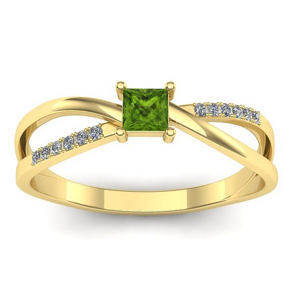 Inel cu peridot patrat