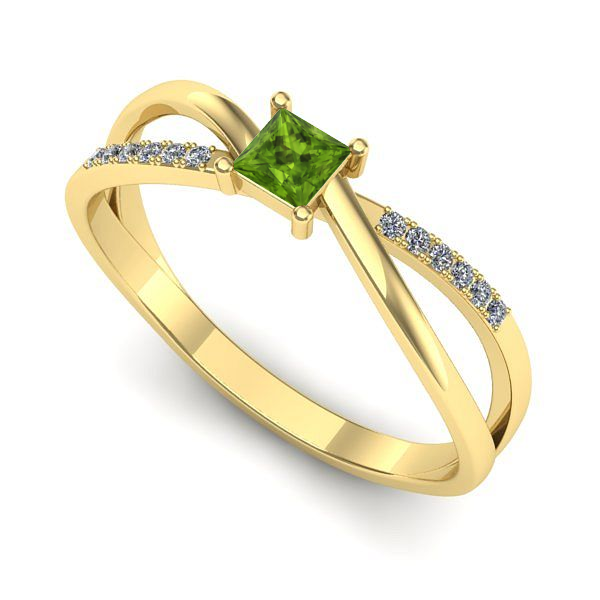 Inel de logodna din aur galben cu peridot