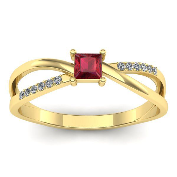 Inel logodna cu rubin patrat