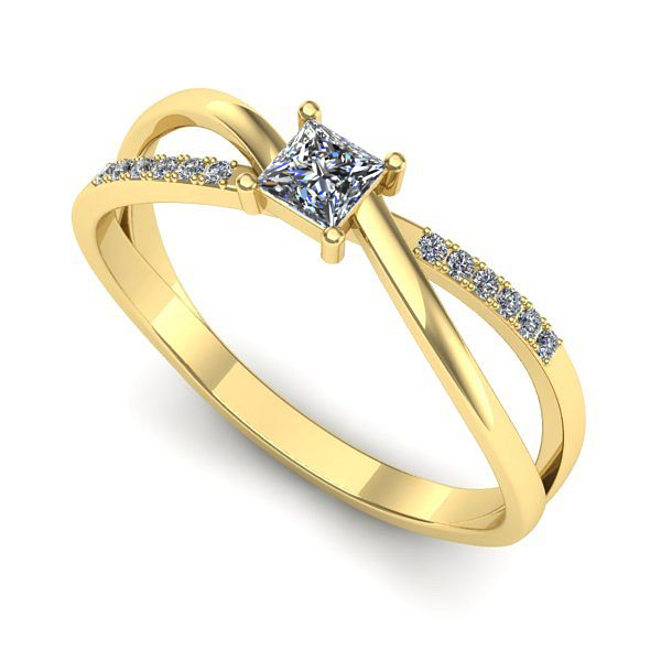 Inel din aur galben cu safir alb