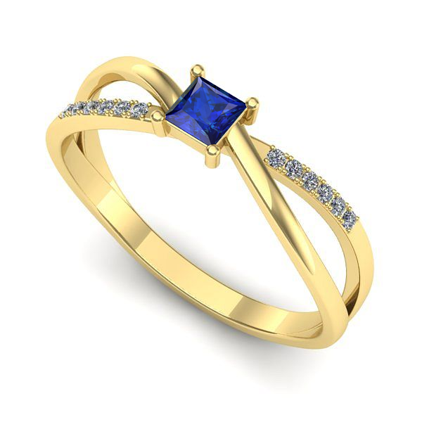 Inel logodna din aur galben cu safir