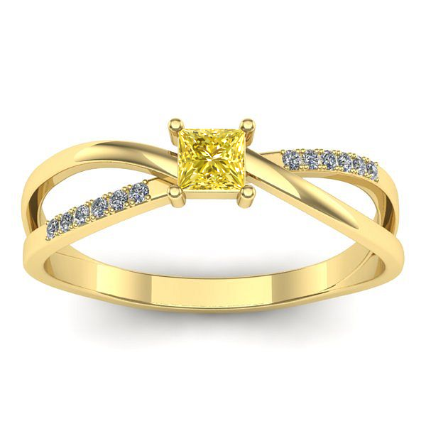 Inel logodna cu safir galben patrat