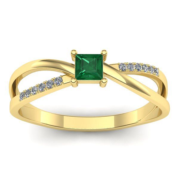 Inel de logodna cu smarald patrat