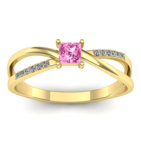 Inel logodna cu safir roz patrat