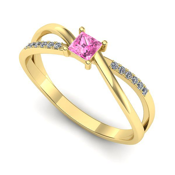 Inel de logodna din aur galben cu safir roz