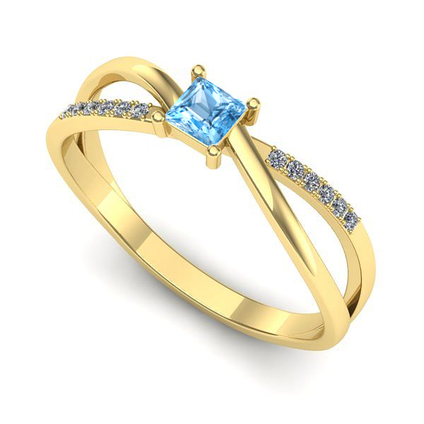 Inel de logodna din aur galben cu topaz blue