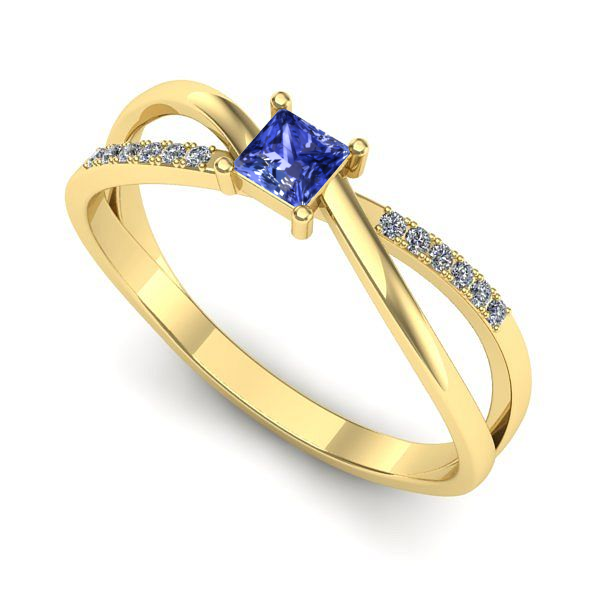 Inel de logodna din aur galben cu tanzanit