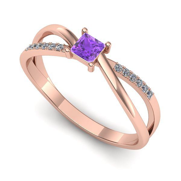 Inel din aur roz cu ametist