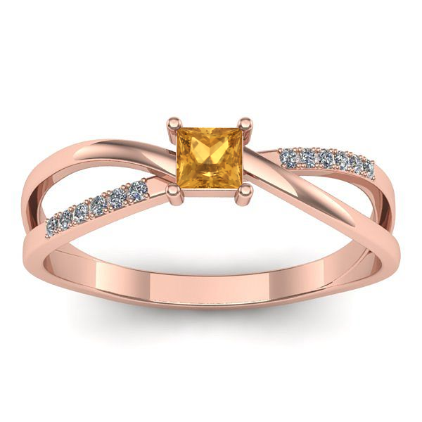 Inel logodna cu citrin patrat