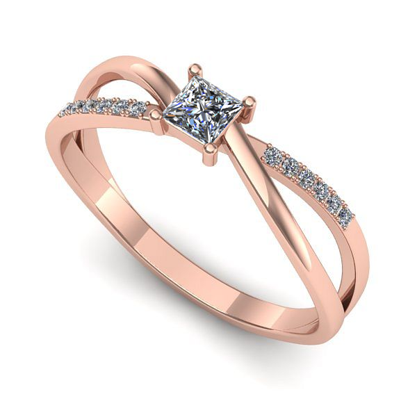 Inel logodna din aur roz cu diamant