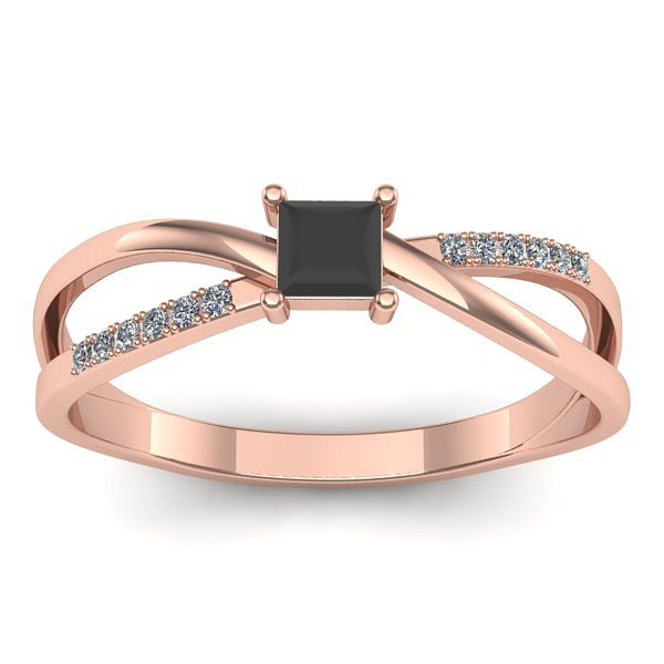 Inel de logodna cu diamant negru patrat