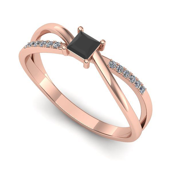 Inel din aur roz cu diamant negru