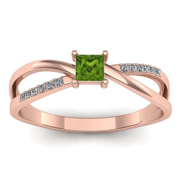 Inel de logodna cu peridot patrat