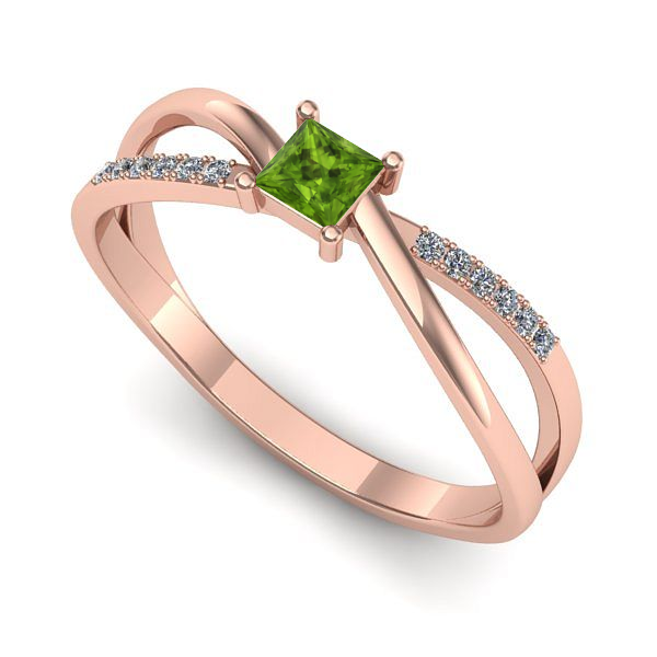 Inel din aur roz cu peridot