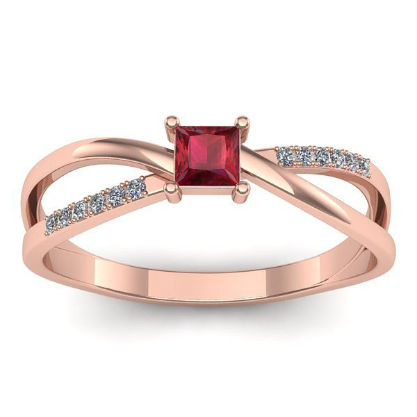 Inel cu rubin patrat