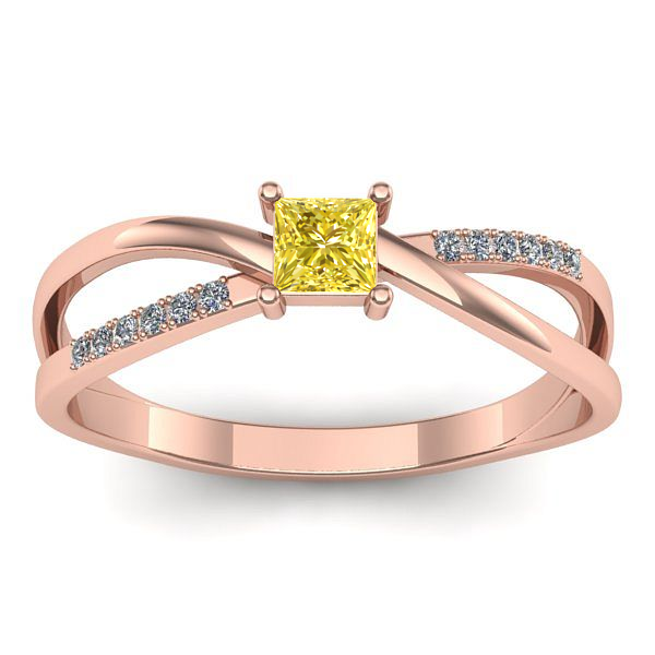 Inel logodna cu safir galben patrat