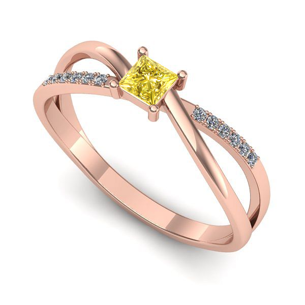 Inel logodna din aur roz cu safir galben