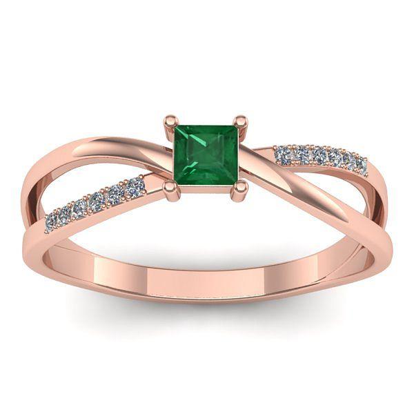 Inel logodna cu smarald patrat