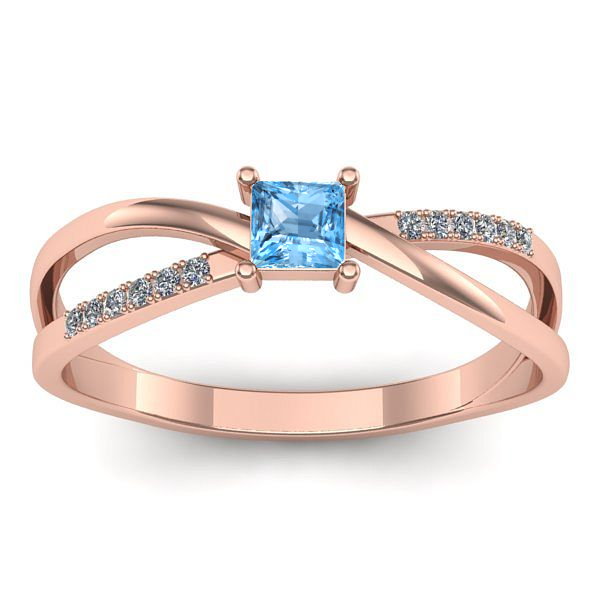 Inel cu topaz blue patrat
