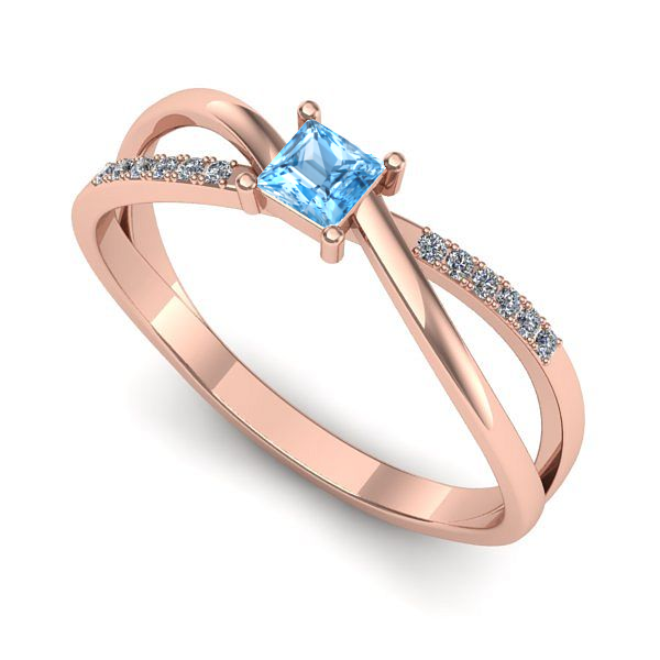 Inel din aur roz cu topaz blue