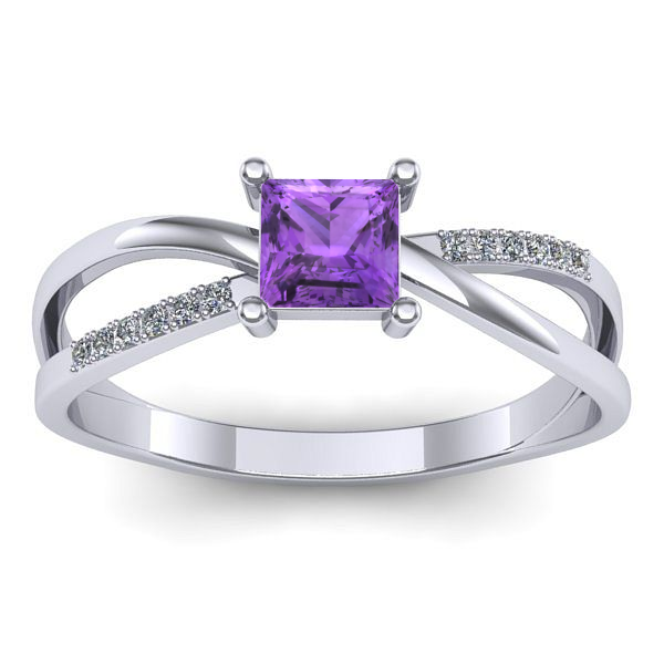 Inel logodna cu ametist patrat