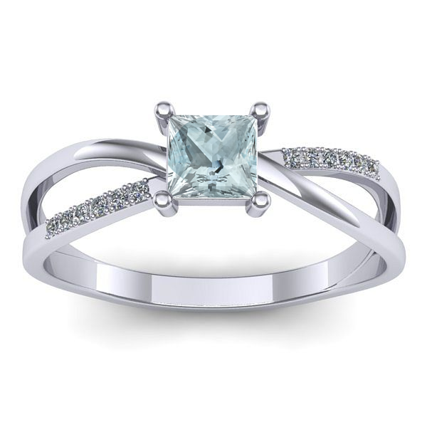 Inel logodna cu aquamarin patrat