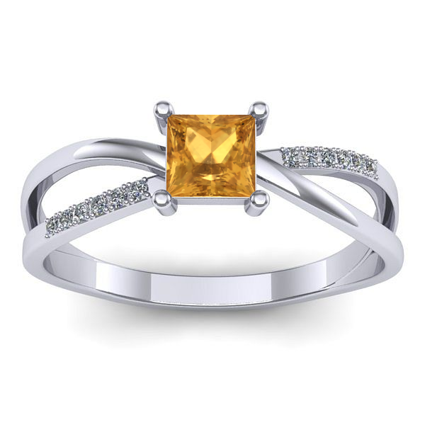 Inel cu citrin patrat