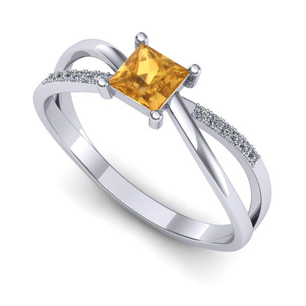 Inel de logodna din aur alb cu citrin