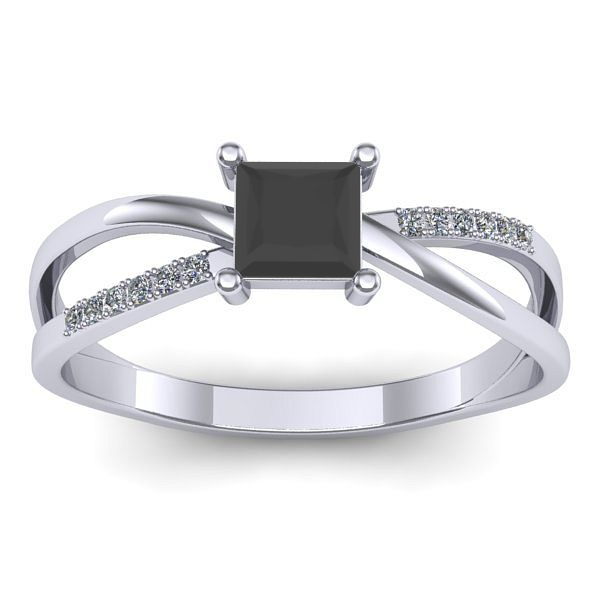 Inel logodna cu diamant negru patrat