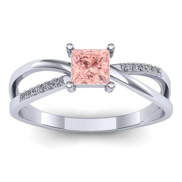 Inel de logodna cu diamant de laborator roz patrat