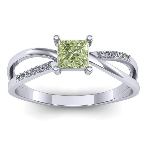 Inel de logodna cu diamant de laborator verde patrat