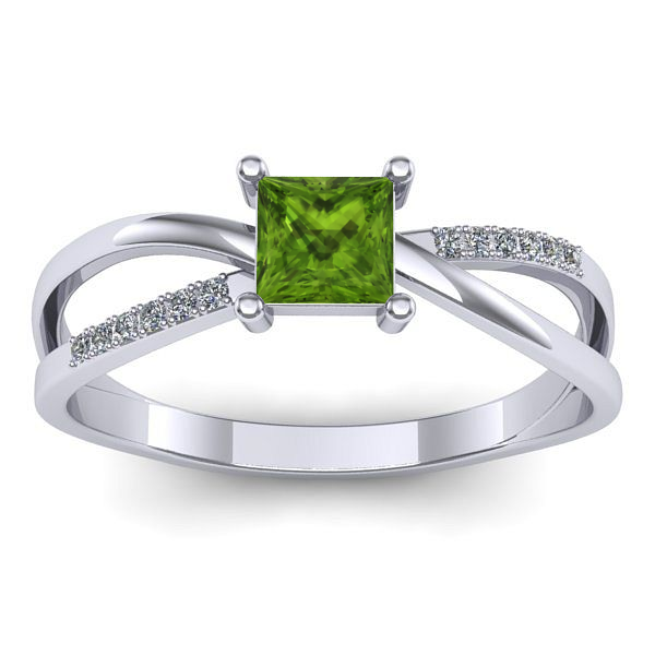Inel logodna cu peridot patrat