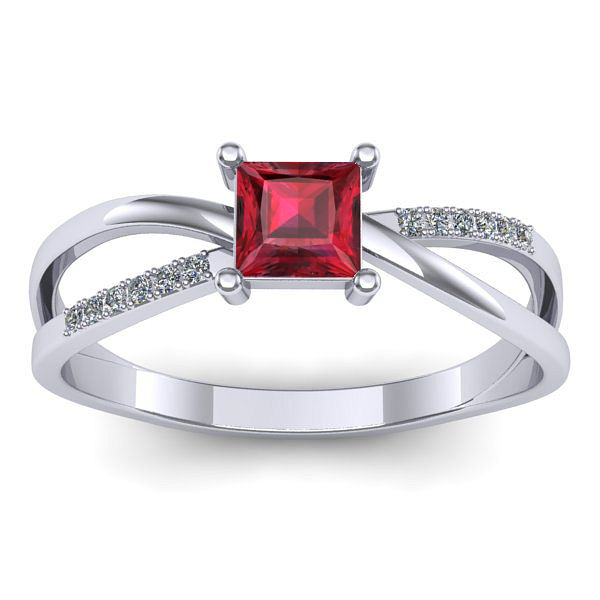 Inel cu rubin patrat